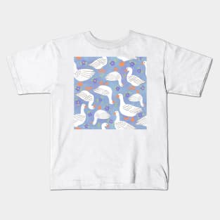 Geese in The meadow - soft blues Kids T-Shirt
